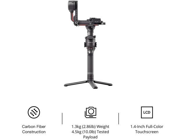 DJI RS 2-3-Axis Gimbal Stabilizer for DSLR and Mirrorless Cameras, Nikon, Sony, Panasonic, Canon, Fuji, 10lbs Tested Payload, 1.4?? Full-Color Touchscreen, Carbon Fiber Construction, Black