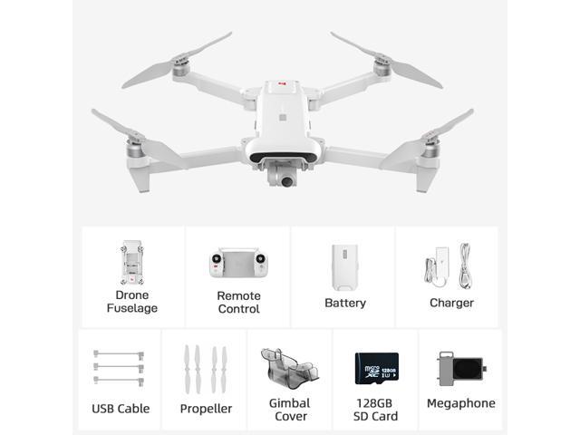 FIMI X8SE 2022 V2 Foldable Drone with 4K Camera, RC Quadcopter with 3-Axis Gimbal, 35min Flight Time, 10km Video Transmission, 48MP Photo, Level 8 Wind Resistance with 128 SD Card and Megaphone