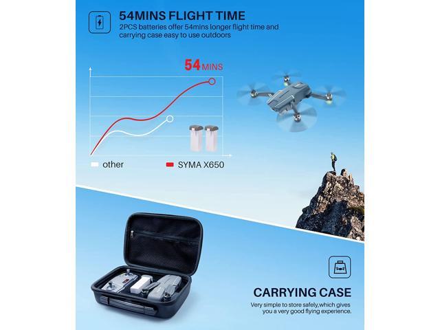 SYMA GPS Drone with 4K EIS UHD 90??FOV Camera for Adults Beginner, FPV RC Quadcopter with Brushless Motor, 2 Batteries 54 Min Flight Time, 5GHz Transmission, Smart Auto Return Home, Follow Me