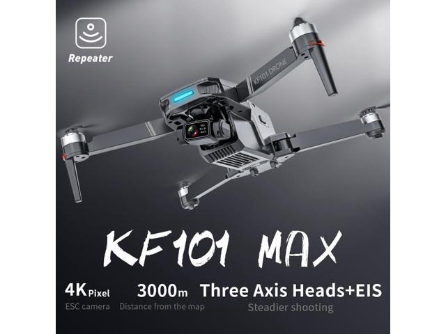 Binygo KF101 MAX GPS Drones with Camera for Adults 4K, RC Distance 5000M, 3 Axis Gimbal+EIS+Repeater, 5G FPV Foldable Quadcopter with Brushless Motor, 30Mins Flight Time 8K with three battery