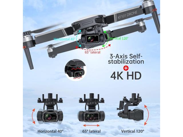 Binygo KF101 MAX GPS Drones with Camera for Adults 4K, RC Distance 5000M, 3 Axis Gimbal+EIS+Repeater, 5G FPV Foldable Quadcopter with Brushless Motor, 30Mins Flight Time 8K with three battery