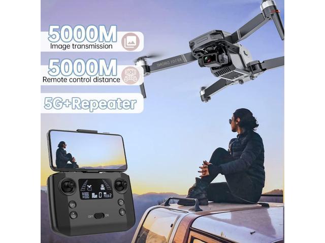 Binygo KF101 MAX GPS Drones with Camera for Adults 4K, RC Distance 5000M, 3 Axis Gimbal+EIS+Repeater, 5G FPV Foldable Quadcopter with Brushless Motor, 30Mins Flight Time 8K with three battery