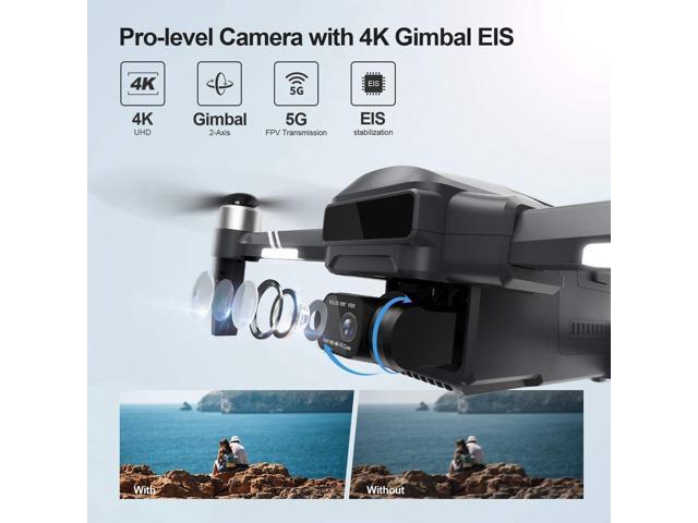 Holy Stone HS600 Drone with 4K Camera 2-Asix Gimbal EIS 3KM FPV-Drone with 2 Batteries Brushless Motor Color Black