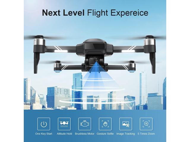 Holy Stone HS600 Drone with 4K Camera 2-Asix Gimbal EIS 3KM FPV-Drone with 2 Batteries Brushless Motor Color Black