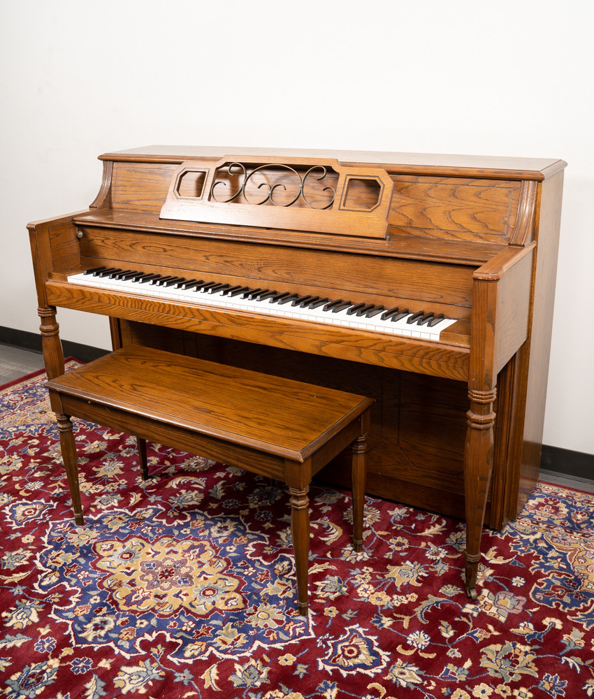 Everette Upright Piano Satin Oak