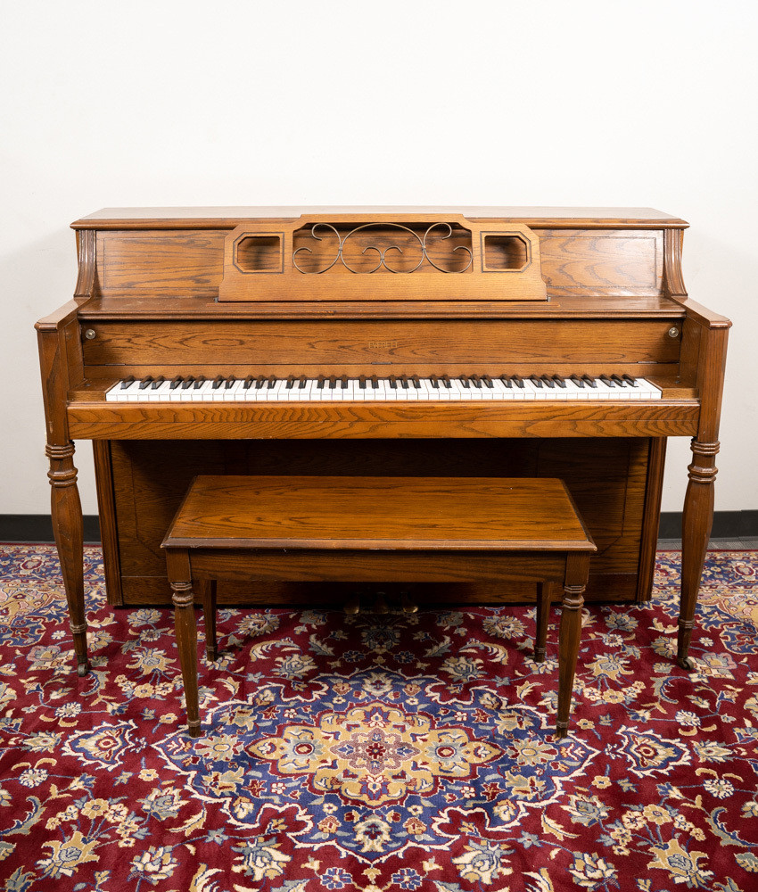 Everette Upright Piano Satin Oak