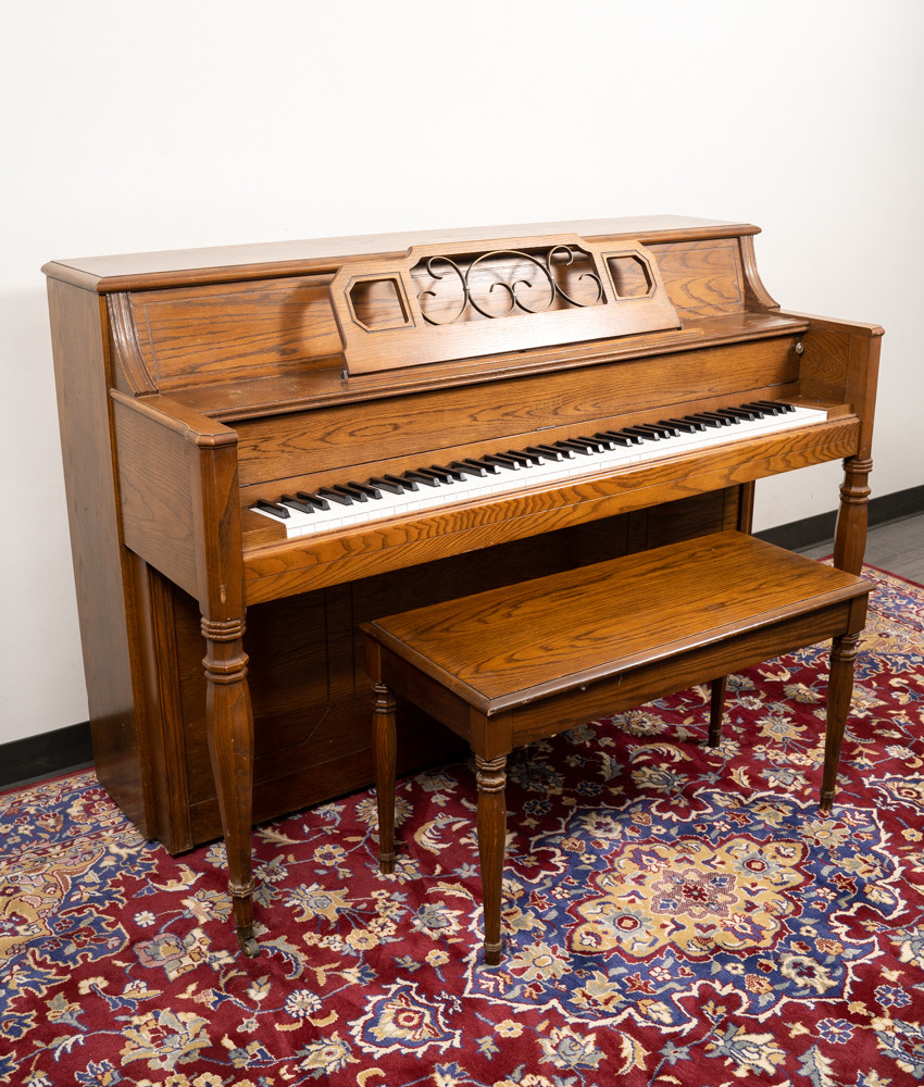 Everette Upright Piano Satin Oak