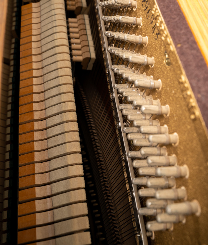 Everette Upright Piano Satin Oak