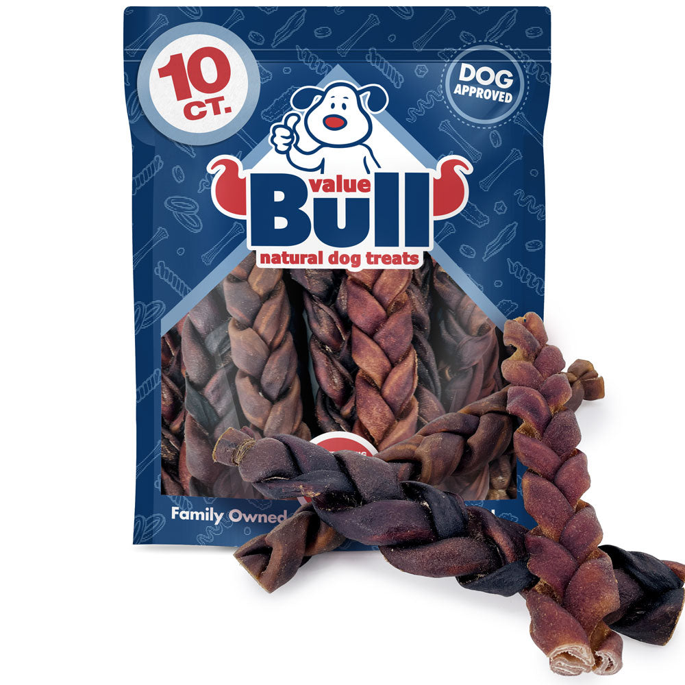 USA Collagen Sticks, Triple Braided Jumbo, Smoked Beef Chews, 11-12 Inch, 10 Count - Single Ingredient, Rawhide-Free, Natural Dog Chews, Healthy for Hips, Joints, Skin & Coat 